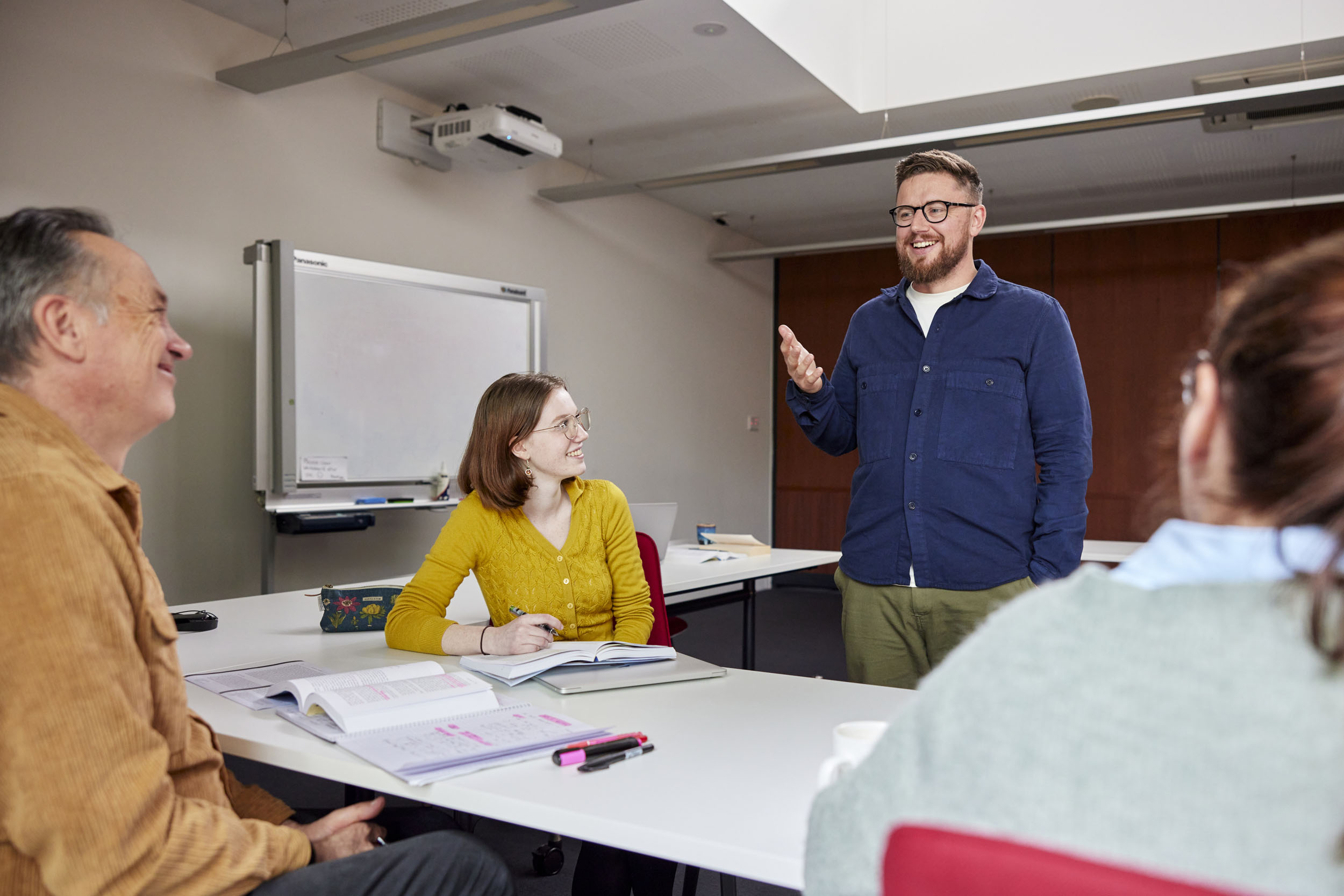 Students attending class