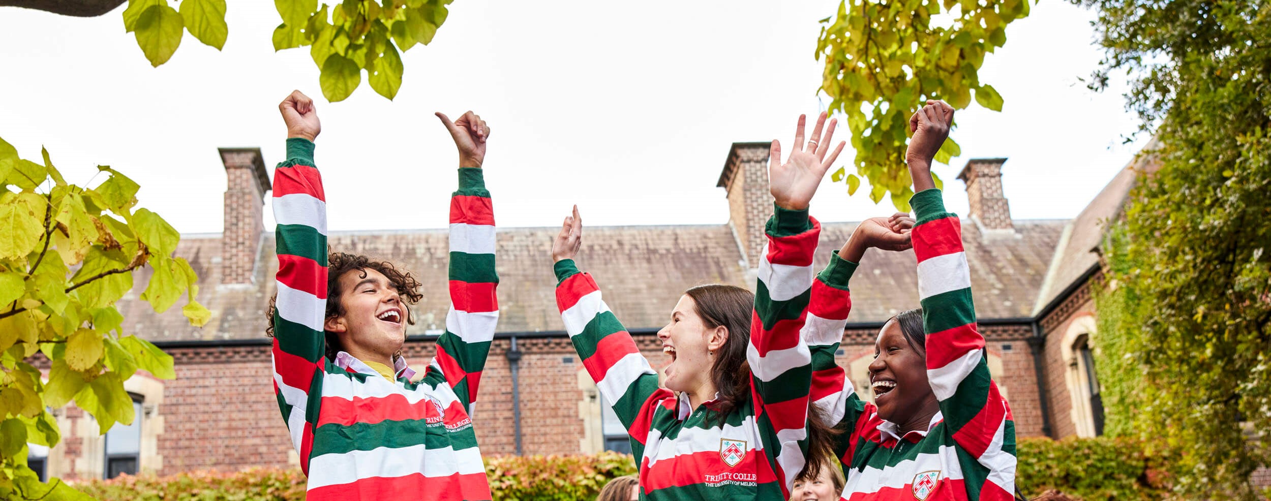 Trinity College students celebrating on campus