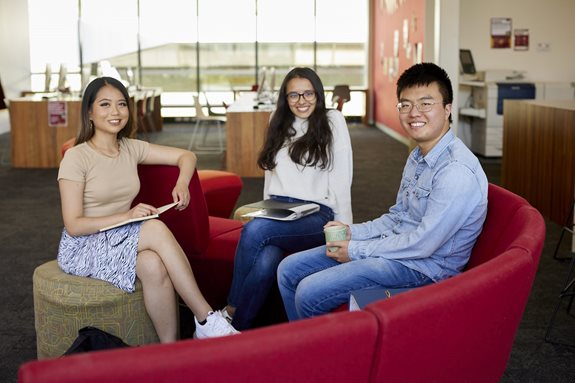 Students hanging out in a common area